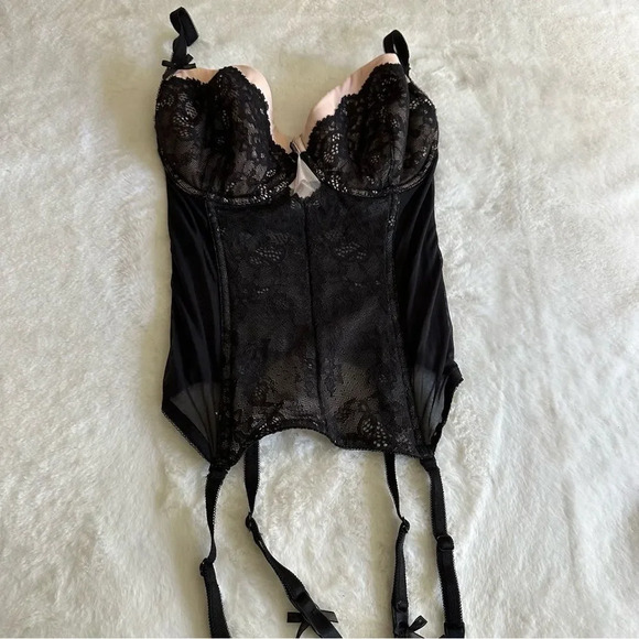 Victoria's Secret Black Pink Corset Lingerie Top Women's Size 34D - Picture 4 of 12